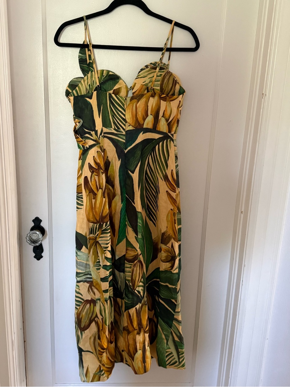 FARM Rio Yellow Bananart 3D Bodice Linen Midi Dress - Size S - Picture 7 of 14